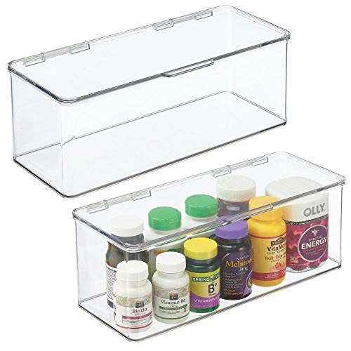 mDesign Juego de 2 cajas organizadoras para baño – Práctica caja con...