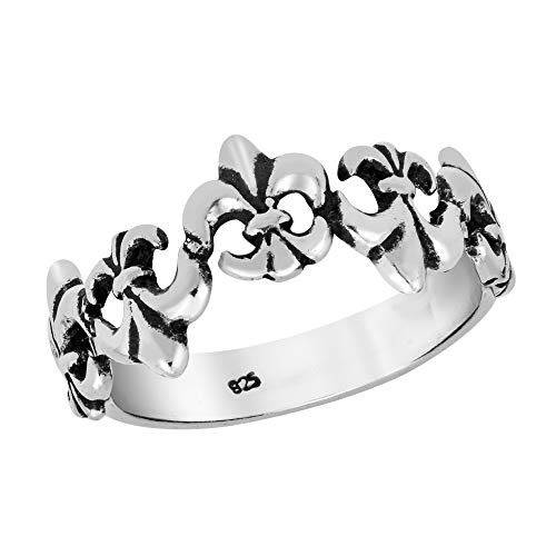 AeraVida Lily Flower Up Down Design Sterling Silver Ring | Classic Vintage Comfort Fit Silver Rings for Women | Promise Ring | Sizes 6-9