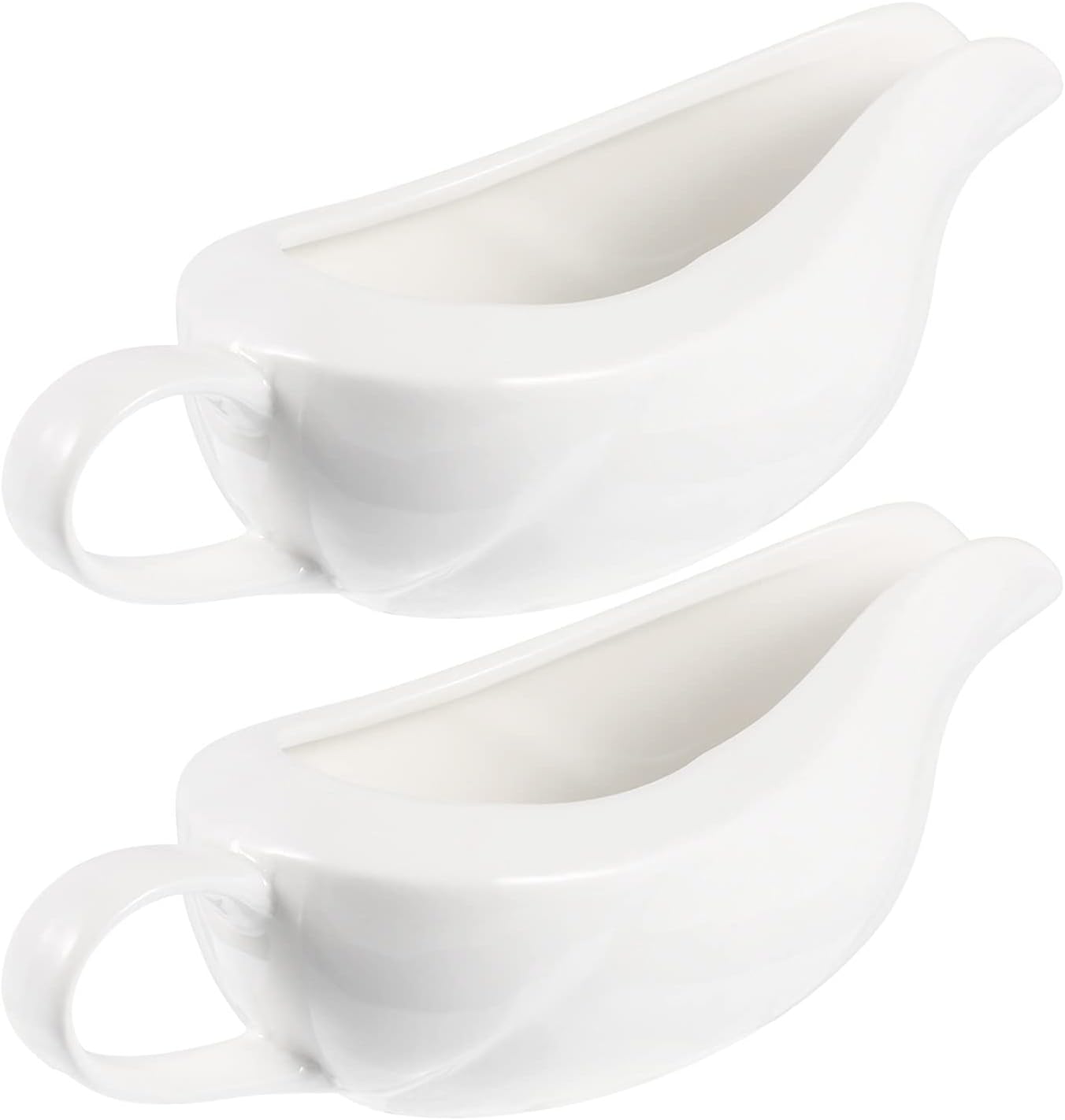 Saucer 2Pcs Ceramic Gravy Boats White Container Porcelain Sauce Boats Tableware Dish