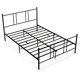 💖 Exquisites Design - Die exquisiten Kopf- und Fußteil halten einerseits die Matratze (nicht enthalten) an ihrem Platz und verleiht andererseits dem Doppelbett ein modernes Aussehen. Das mattschwarze Aussehen macht das Bettgestell geschmackvoll und vielseitig einsetzbar.