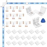 10 Packs 3 Pin L Shape LED Connector for 8mm Wide LED Strip Lights Wire-Free Solderless Adapter Extension for 2835/3528/5050 LED Light