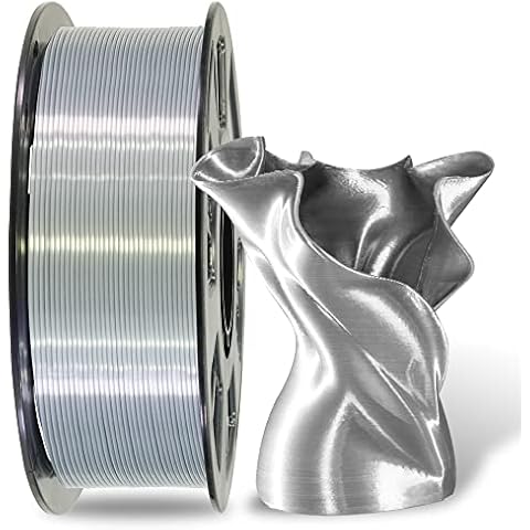 MIKA3D 1.75mm Silk Metallic Silver Shiny PLA 3D Printing Filament, 1KG 2.2Lbs 3D Printing Material with High Diameter Accuracy, Neatly Wound Silk PLA Widely Support for FDM 3D Printers Cover