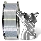 MIKA3D 1.75mm Silk Metallic Silver Shiny PLA 3D Printing Filament, 1KG 2.2Lbs 3D Printing Material with High Diameter Accuracy, Neatly Wound Silk PLA Widely Support for FDM 3D Printers