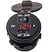 Boomboost Voltmetro a LED Display Tensione Carica Rapida Caricabatteria per Auto USB Nero Impermeabile Doppio Caricabatterie USB Presa Adattatore di Corrente per Marine, Barche, Moto e Altro