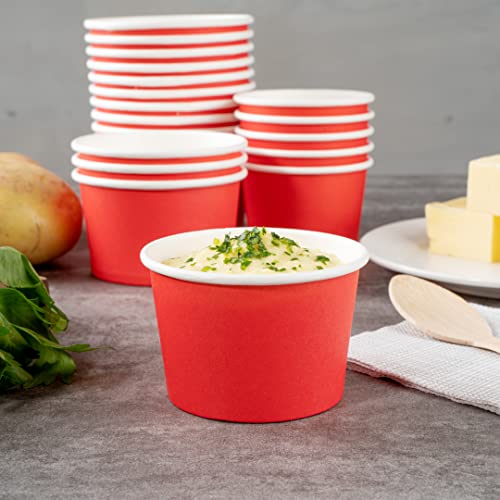 Image of Coppetta 4 Ounce Dessert Cups, 200 Disposable Ice Cream Cups - Lids Sold Separately, Heavy-Duty, Red Paper Frozen Yogurt Bowls, For Hot And Cold Foods, Perfect For Gelato Or Mousse - Restaurantware
