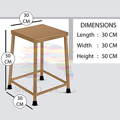 Image of MILAD SAIFIX Sitting Stool for Indoor Or Outdoor | Metal Lightweight | Stool for Office & Home, Kitchen & Garden | Heavy Duty Table (30 L x 30 W x 50 H CM's, Golden Color)