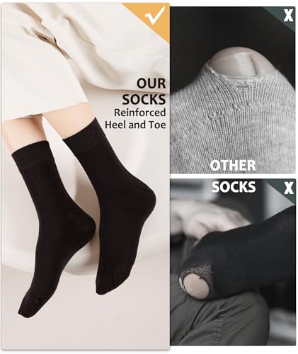 Image of Josnown Crew Socks for Women, Thin Cotton Casual Soft Aesthetic Womens Socks 5 Pairs