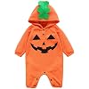 FANCYINN Bébé Garçon Fille Halloween Costumes Citrouille Visage À Capuche Body Combinaison Pyjama Mois