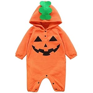 FANCYINN Bébé Garçon Fille Halloween Costumes Citrouille Visage À Capuche Body Combinaison Pyjama Mois