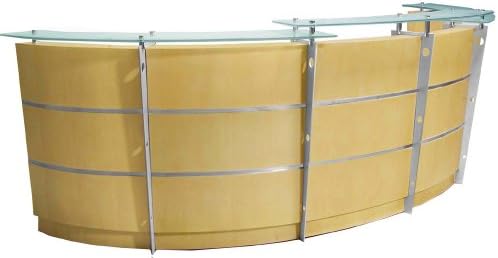 12' Curved Maple Glass Top Reception Desk