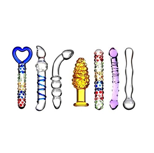 Sawekin 7 Stück Glasdildo Kristallglasdildo G-Punkt Penis Anal Butt Plug Masturbation Stimulator SM Spielzeug Sexspielzeug macht Sex Spaß