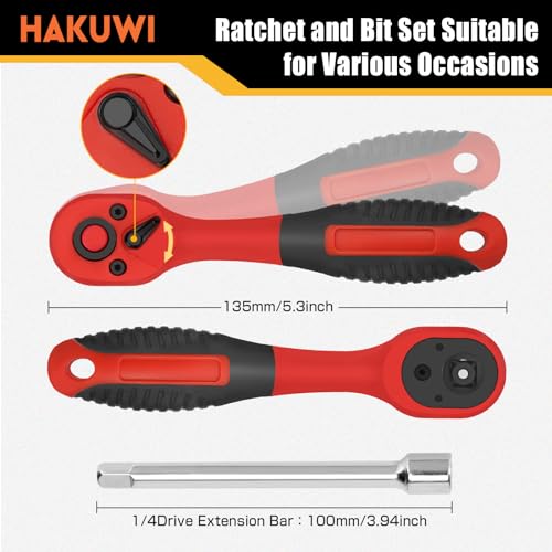 HAKUWI Conjunto de 35 chaves catraca com soquete de 1/10.2 cm, mini chave de catraca com conjunto de