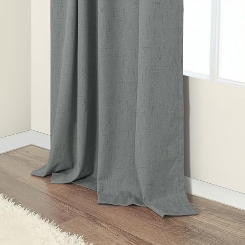 Dark Grey Curtains 108 Inches Long 2 Panels Set for High Ceiling Window Linen Textured Blackout Drapes for Living Room Bedroom Modern Farmhouse Black Out Curtains 9 FT Foot Length Slate Charcoal Gray by Pitalk - Image 9