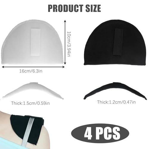 4 hombreras insertadas para hombre y mujer, esponja transpirable, almohadillas para los hombros para coser hombros, invisibles para trajes y camisetas (grosor blanco 1,5 cm, grosor negro 1,2 cm)