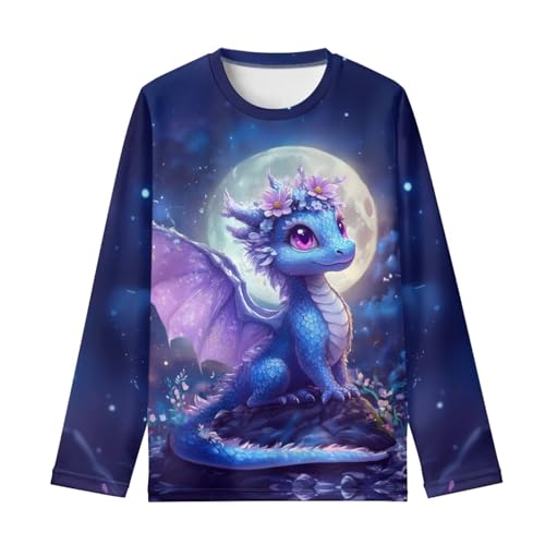 Image of WELLFLYHOM Long Sleeve T-Shirt for Boys Girls 3-16 Years Old Tee Tops Crewneck Pullover Shirts Fall Outfits