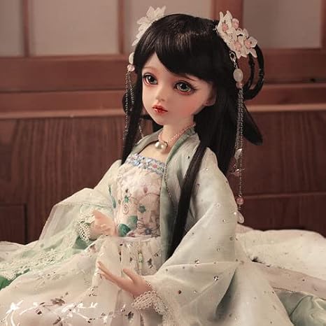 Meeler BJD Doll Full Set 1/3 Sphere Joint Doll Girls 60cm SD Hard Vinyl Sphere Joint Doll Handmade Chinese Style Beautiful Girl Wearing Chinese Style Han Clothes Cute Smart Playful Brunette Girl Full