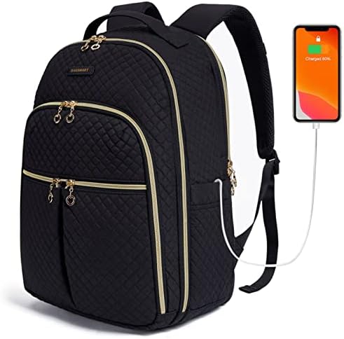 Amazon.com: Mochila para portátil de viaje, negocios, escuela, con puerto de  carga USB, 15.6 pulgadas, bolsa para libros de computadora para mujer,  bolsa de libros universitarios, color negro : Electrónica