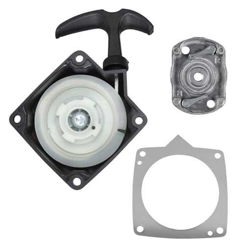 LALAGO Poulie de démarrage pour débroussailleuse 43 CCM - 52 CCM, Lanceur + Mitnehmerplatte + Joint D'étanchéité pour Taille-haie Démarreur Fuxtec, Red...