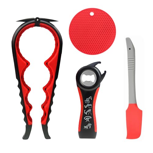 Jar Opener for Seniors, Arthritis, Weak Hands, Multi Function Bottle Opener Lid Opener with Non slip Rubber Jar Opener Gripper Pad and Jar Spatula