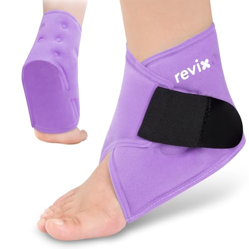 Image of REVIX Foot Ice Pack Wrap Reusable Gel Cold Packs for Injuries, Ankle Ice Wrap for Soothing Foot & Heel Discomfort, Sport Recovery, and Workout Relief, Achilles Tendonitis, Purple
