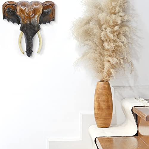 Aeravida Wise And Powerful' Elephant Head Trophy Mount Hand Carved Raintree Wood Wall Art #TOP3