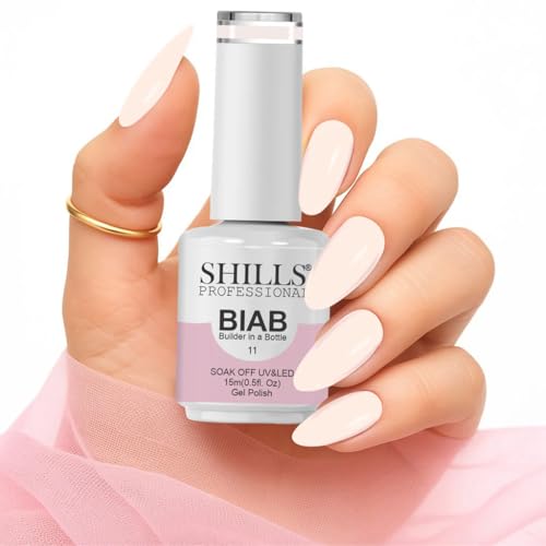 Image of SHILLS PROFESSIONAL BIAB - Builder in a Bottle 15ml | Soak Off UV & LED Gel Polish | Nail Strengthener, Base & Builder Gel in One | Long-Lasting, Chip-Resistant Formula | Available in 6 Shades (011 - Soft Blush)