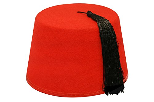 I LOVE FANCY DRESS Chapeau pour Adulte Fez en Feutre Rouge avec Houppe de 58cm de Tour de tête. Idéal pour Les enterrements de Vie de garçon. (X1)