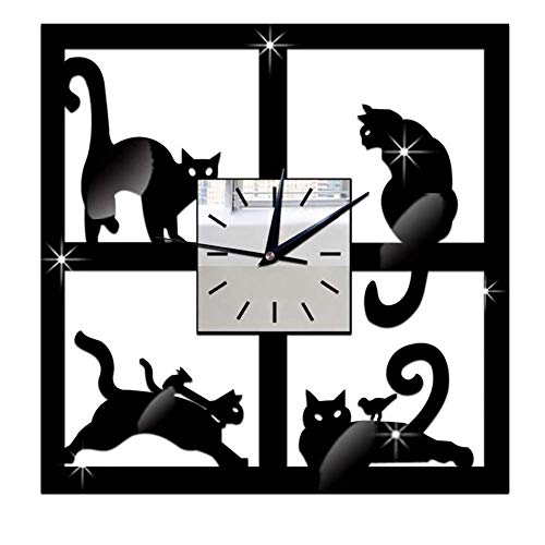 Horloge murale acrylique chat salon chambre décoration 30cm - 2