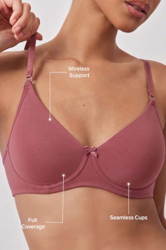 Image of Van Heusen Women's Everyday Cotton Bra|Medium Coverage|Non Padded|Non Wired|Seamless Moulded Cups|Anti Bacterial Tech| Keeps you Fresh|Sweat Absorbent|No Slip Soft Straps|Detachable Straps|Style 11001