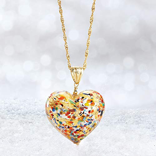 Ross-Simons Italian Multicolored Murano Glass Heart Pendant in 18kt Gold Over Sterling3