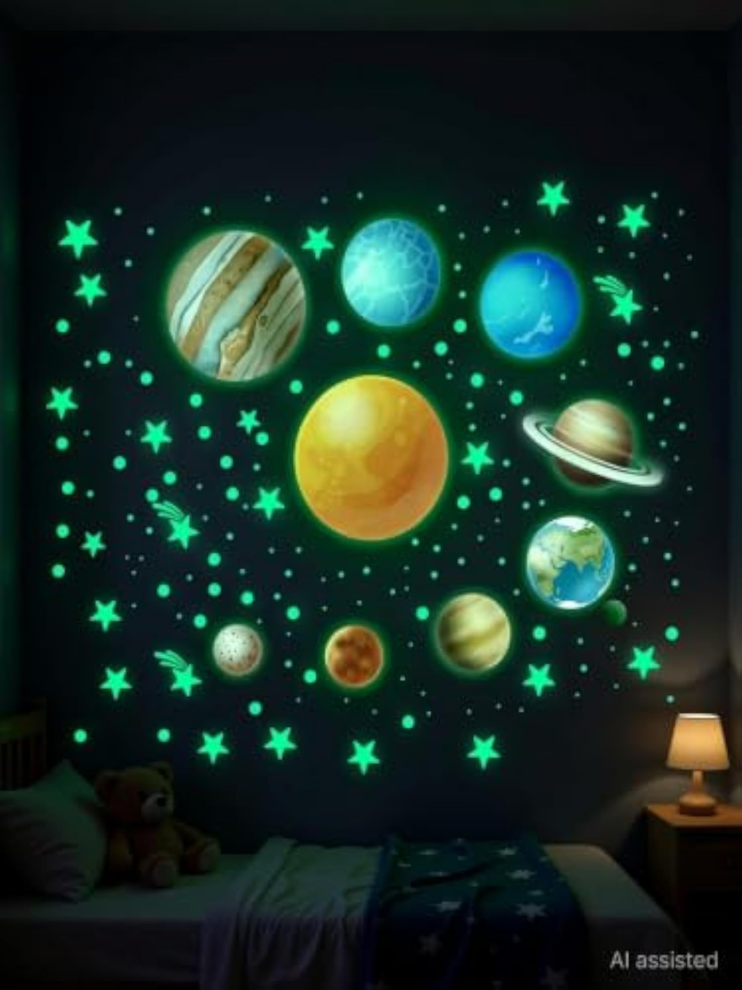 Glow in The Dark Star & Moon Wall Stickers, Celestial Decor