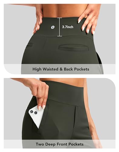 Image of SANTINY Women's 9 inch High Waisted Bermuda Shorts with 4 Pockets Knee Length Long Shorts for Women Workout Athletic Casual