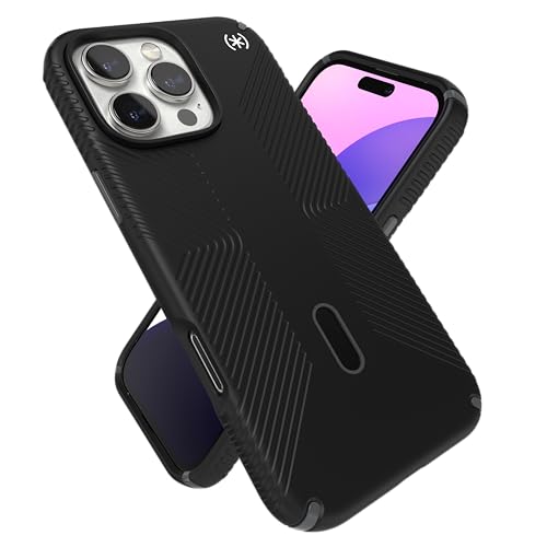 Speck Presidio 2 Grip - Funda para iPhone 16 Pro MAX, MagSafe y ClickLock, Funda Delgada para teléfono Negro/Pizarra