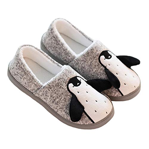 JadeRich Damen Plüsch Hausschuhe Komfort Winter Pantoffel Pinguin Stricken Schuhe Cover