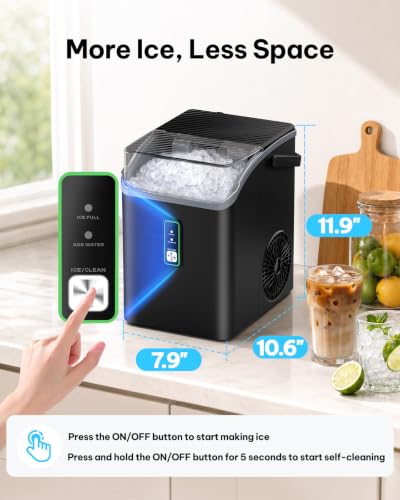 Image of Silonn Nugget Ice Maker with Carry Handle, 36 lbs /24H