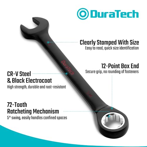 Image of DURATECH 22-Piece Ratcheting Wrench Set, Metric&SAE, Black Electrocoat