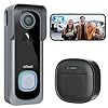 ieGeek Doorbell Camera Wireless No Subscription, 2K HD Ultra-Wide View, PIR Motion Detection 2-Way Talk, Wireless Video Doorbell with Chime, Support Local & Cloud Storage, Only 2.4GHz WiFi, Grey