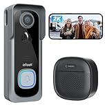 ieGeek 2K Sonnette sans Fil Exterieur Etanche, Sonnette Vidéo avec Caméra Compatible Alexa, Install Facile, Détection IA, IP66 Étanche,Vision Nocturne, Stockage Cloud, WiFi 2,4 GHz Uniquement (Gris)