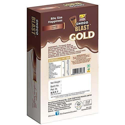 Miniatura 7 de Pure Temptation Gold Chocoblast - Caja de regalo de chocolate  Bocadillo de cono de gofres relleno de chocolate con sabor a café  Caja de regalo de