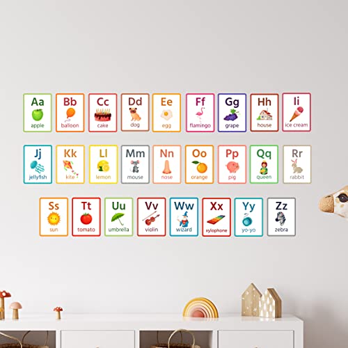 Alphabet Wall Decals Fruits Letter Wall Stickers Animals Alphabet Abc Kids Wall Stickers Peel And Stick Removable Wall Stickers For Kids Nursery Bedroom Living Room Décor #TOP2