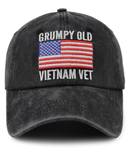 Vietnam Veteran Hats for Men, Grumpy Old Vietnam Vet Army Baseball Cap, Fathers Veterans Day Christmas Birthday Gifts for Dad Papa Grandpa Husband