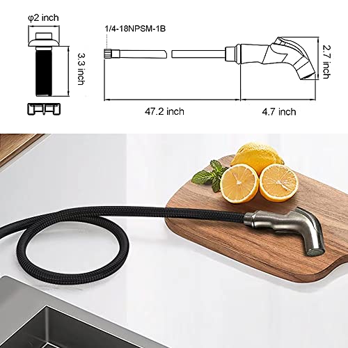 Brushed Nickel Kitchen Sink Sprayer Replacement with Hose and Holder - Side Sprayer for Faucet