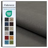 Fabreco NUBUK Polsterstoff Meterware 148 cm breit, 100% Polyester, Gewicht 300 g/lfm, Microfaser, Velourleder ideal als oder Möbelstoff für Sofakissen, Polsterbezüge - Grau