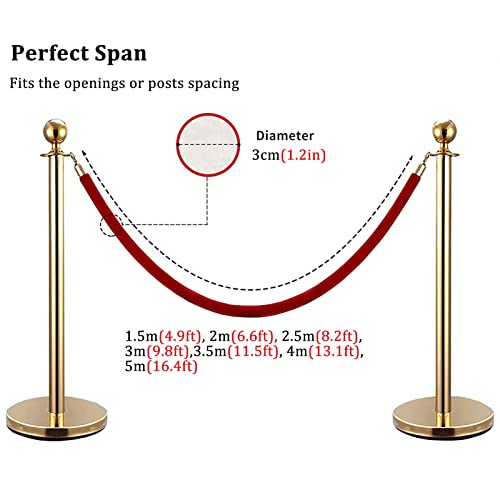 Cordones de terciopelo de 245cm para control de accesos en eventos elegantes 6