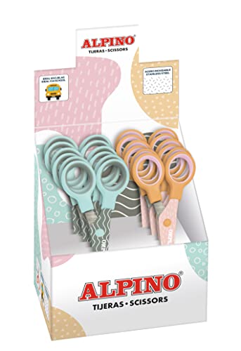 Ciseaux aux couleurs pastel Alpino avec lames précises pour découpes scolaires créatives