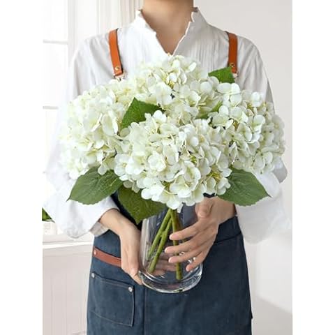 JINWOE 20" White Hydrangea Flowers Cover