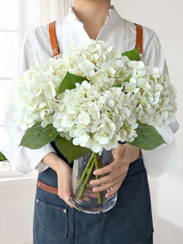 JINWOE White Flowers Hydrangea Artificial Flowers