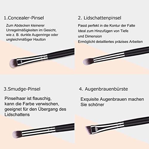 MSQ Augenpinsel Pinselset Makeup Lidschatten Pinselset Makeup Blender Pinsel Augen Blending Brush Augenpinsel Set Make up Pinsel Set Lidschattenpinsel (Silber)