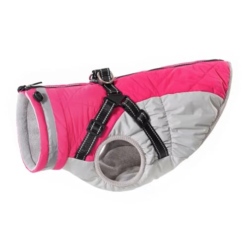 Bskivd 防水ペットジャケット ハーネス付き 冬用 暖かい犬服 小型 大型犬用 ラブラドール コート チワワ フレンチブルドッグ B