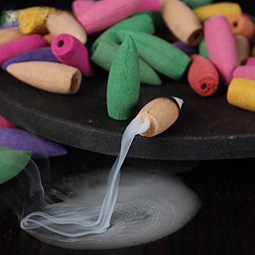 ECYC 70 Pcs Backflow Natural Smoke Pagoda Indoor Incense Cone Bullet Aromatherapy Rose Lavender Jasmine